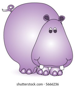 Happy purple hippo vector.