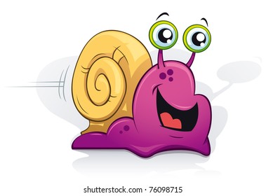 Happy Purple Snail On White Background - Vector