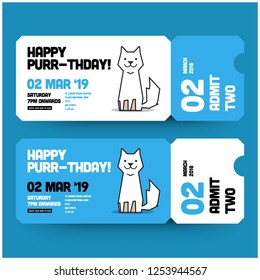 Happy Purr-Thday Invitation Design with Cute Cat Illustration Where and When Details