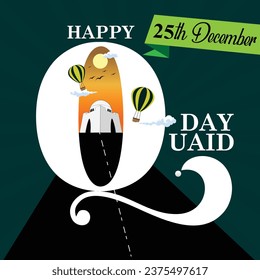 Happy Quaid Day Calligraphy - 25th December - Quaid Tomb Illustration