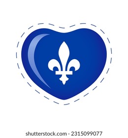 Happy Quebec Day Logo. Ballonkonzept. Kreative Herzform mit dem offiziellen Symbol von Quebec. T-Shirt-Grafik. Umarmen oder Becher-Symbol. Geschenkbox-Design. Isolierte Elemente. Nationalfeiertag in Quebec