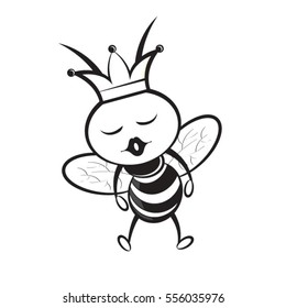 happy queen bee walking in color-vector drawing