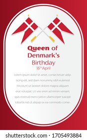 Happy queen of Denmark's birthday vector template illustration on red background.