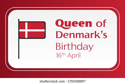 Happy queen of Denmark's birthday vector template illustration on red background.