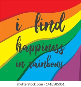 happy quote for LGBT with pride flag background