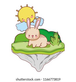 happy rabbit animal in the float island