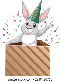 Happy rabbit in the box illustration