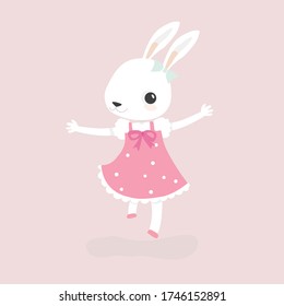 Happy rabbit cartoon character cheerful mammal holiday art.
