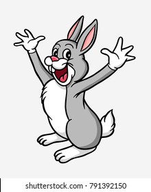 Happy rabbit cartoon character vector. Good use for mascot, icon, sign, symbol, or any design you want.
