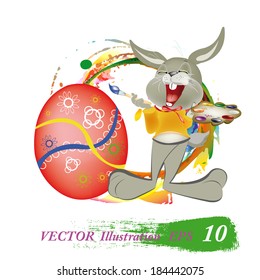 Happy Rabbit and Easter Egg.Holiday. Happy Easter.Vector