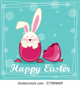Happy Rabbit in the egg in vector