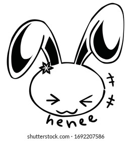 Happy rabbit emoticon in vector form