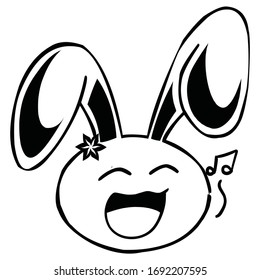 Happy rabbit emoticon in vector form