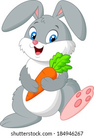 Happy rabbit holding carrot