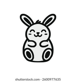 happy rabbit pet animal logo vector illustration template design