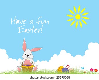 happy rabbit playing in the lawn, wallpaper