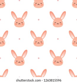 Happy rabbit. Seamless vector illustration with dots