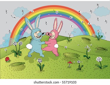 happy rabbits