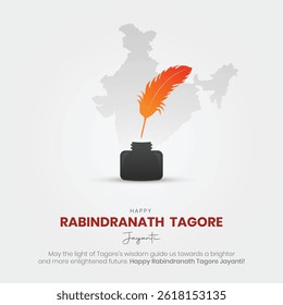 Happy Rabindranath Tagore Jayanti Social Media Post and Greeting Card. Birthday of Rabindranath Tagore Celebration Banner Vector Illustration