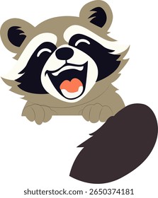 Desenhos animados de Raccoon feliz mão desenhada