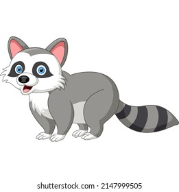 Happy Raccoon Cartoon Isolated On White Stock Vector (Royalty Free ...