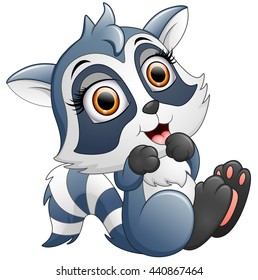 Happy raccoon cartoon isolated on white background
