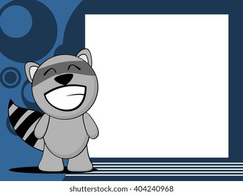 happy raccoon emotion frame background in vector format 