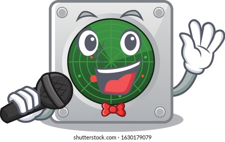 Happy radar singing on a the microphone
