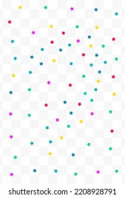 Happy Rain Decoration Vector Transparent Background. Festival Starfall Background. Carnival Constellation Design. Falling Confetti Celebration Postcard.