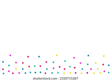Happy Rain Flying Vector White Background. Celebrate Dust Postcard. Festive Confetti Backdrop. Color Polka Carnival Illustration.