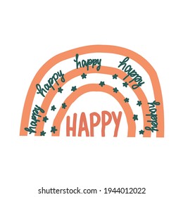 happy rainbow poster on white background isolated