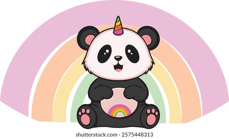 a happy rainbow unircorn panda 