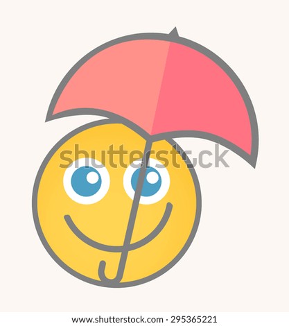 Happy Raining - Cartoon Smiley Vector Face