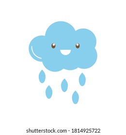 happy rainy cloud icon over white background, flat style, vector illustration