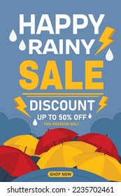 happy rainy sale banner design. vector illustration