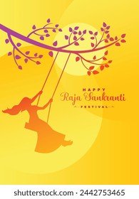 Happy Raja Sankranti, also known as Mithuna Sankranti Festival Greetings design with vector illustration.