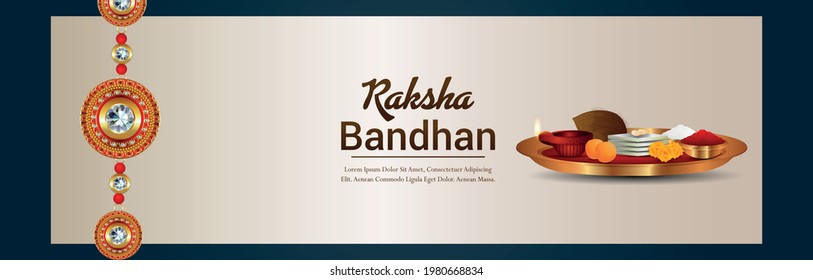 Happy rakhi celebration banner with creative rakhi