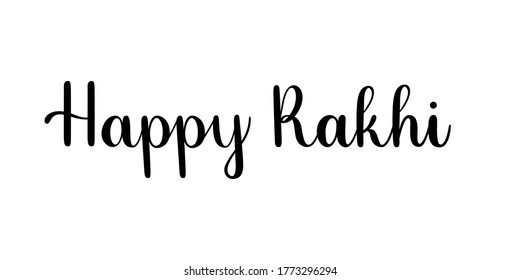 Feliz frase de Rakhi. Ilustración manuscrita de letras vectoriales. Estilo de caligrafía de pincel. Inscripción negra aislada en fondo blanco. 