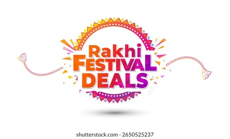 Happy Rakhi or Raksha Bandhan. Rakhi festival deals, offers logo unit and sales promotion discount concept.