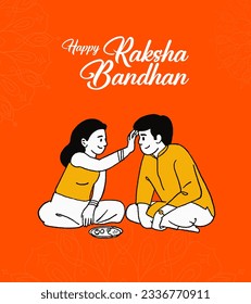 Happy Rakhsha Bandhan text in Hindi with brother and celebrating Raksha Bandhan festival background editable template design
