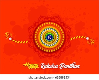 Happy Raksha Bandhan, Beautiful colorful with red background Rakhi designs, Hindu Festival, Vector Illustration. svg