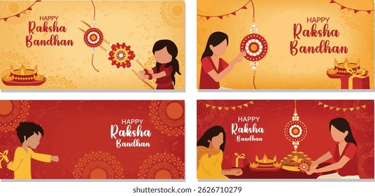  Feliz Raksha Bandhan Irmão Irmã Love Vetor Coleção