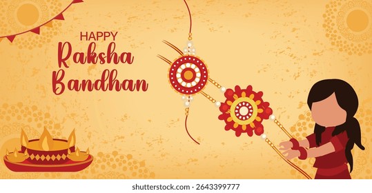  Feliz Raksha Bandhan Irmão Irmã Love Vetor Coleção