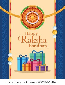 happy raksha bandhan card with gifts