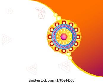 Happy Raksha Bandhan celebration decorated background with hand and beautiful rakhi
