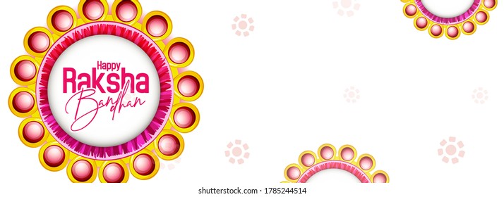 Happy Raksha Bandhan celebration decorated background with hand and beautiful rakhi