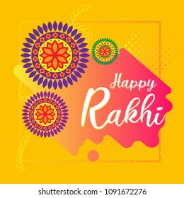 Happy Raksha Bandhan celebration greeting card with colorful rakhi on color background vector illustration concept.