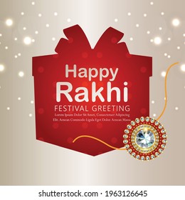 Happy raksha bandhan celebration greeting card with creative rakhi