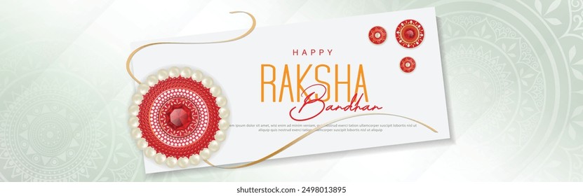 Happy raksha bandhan ceremony banner template design with decorative rakhi. vector illustration.