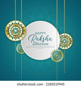 Happy raksha bandhan ceremony poster template design with decorative rakhi. vector illustration.